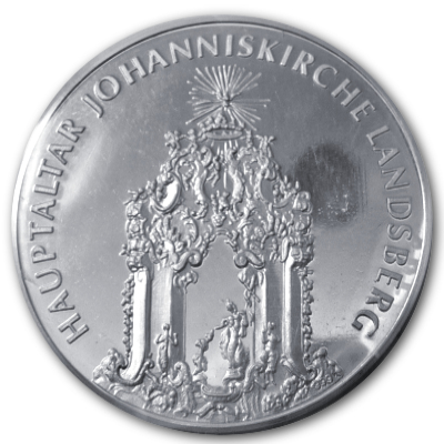 Hauptaltar Johanniskirche Landsberg 999er Silbermedaille von 1985 mit 18g Motivseite